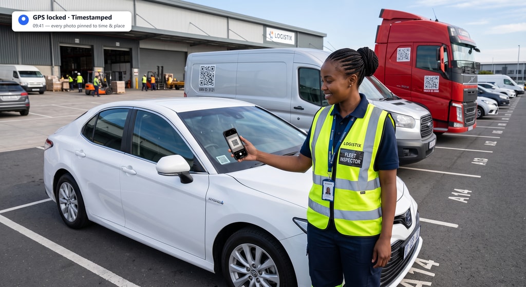 Inspect any asset in one pass: photos, notes, GPS, timestamps, online or offline.